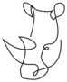 Continuous Line Rhinoceros Head Sticker