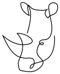 Continuous Line Rhinoceros Head Sticker