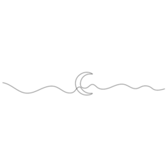 Continuous Linear Drawing Of Moon Icon Sticker