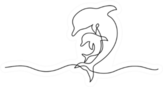 Continuous One Drawing Dolphins Playing In Sea Sticker