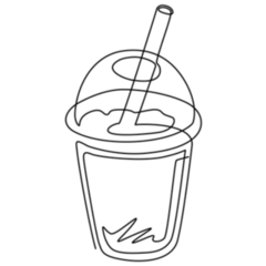 Continuous One Line Drawing Bubble Boba Tea Sticker