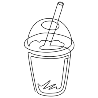 Continuous One Line Drawing Bubble Boba Tea Sticker