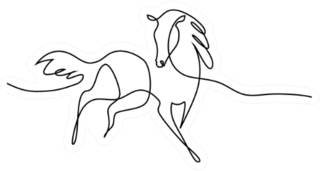 Continuous One Line Drawing Horse Logo Sticker