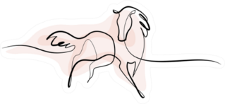 Continuous One Line Drawing Horse With Pink Sticker