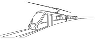 Continuous One Line Drawing Modern High Speed Commuter Train Sticker