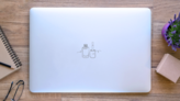 Continuous One Line Drawing Nail Polish Bottle Sticker on a Laptop (New) example