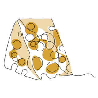 Continuous One Line Drawing Of Cheese Piece Sticker