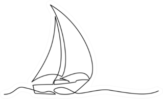 Continuous One Line Drawing Of Sailboat Sticker