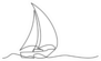 Continuous One Line Drawing Of Sailboat Sticker
