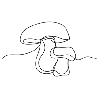 Continuous One Line Of Edible Mushroom Sticker