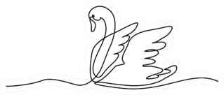 Continuous One Line Swan Drawing Sticker