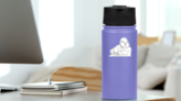Continuous Single Line Muslim Woman Writing Sticker on a Water Bottle (New) example