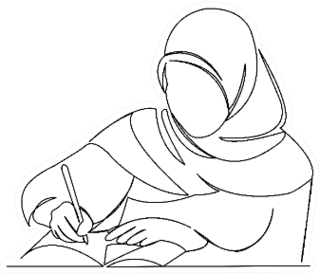 Continuous Single Line Muslim Woman Writing Sticker