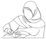 Continuous Single Line Muslim Woman Writing Sticker