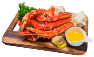 Cooked Organic Alaskan King Crab Legs On Wooden plate Sticker