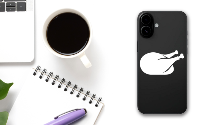 Cooked Turkey Sticker on a Phone (New) example