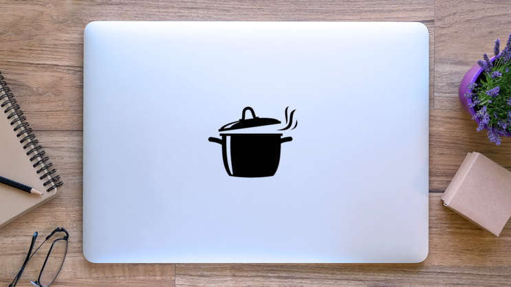 Cooking Pot Sticker on a Laptop (New) example