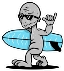 Cool Alien Surfer Sticker
