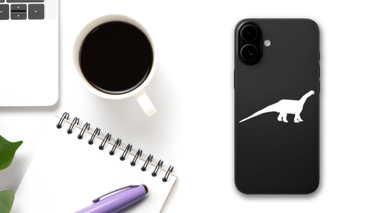Cool Apatosaurus Dinosaur Sticker on a Phone (New) example