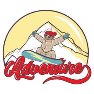Cool Bear Snowboarding Mountains Adventure Sticker