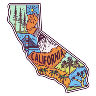 Cool California Map Illustration Sticker