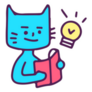 Cool Cat Reading A Book Illustration Sticker