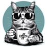 Cool Cat With Coffee Sticker