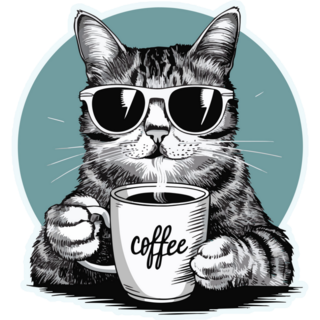 Cool Cat With Coffee Sticker