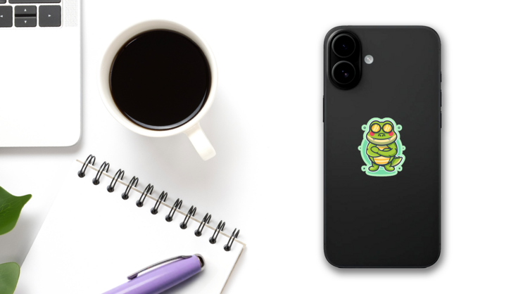 Cool Crocodile Animal Character Sticker on a Phone (New) example