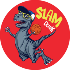Cool Dinosaur Illustration Playing Basketball Sticker