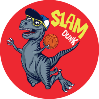 Cool Dinosaur Illustration Playing Basketball Sticker