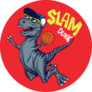 Cool Dinosaur Illustration Playing Basketball Sticker