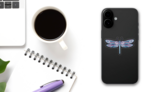 Cool Graphic Dragonfly Sticker on a Phone (New) example
