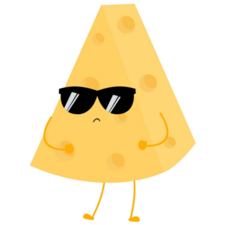 Cool Kawaii Cartoon Of Triangular Cheese Slice Sticker