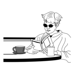 Cool Man Reading A Book Drinking Kopo Sticker