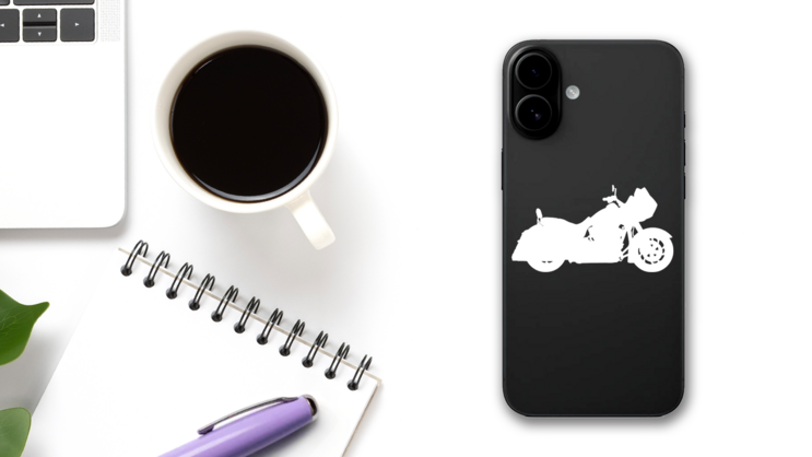 Cool Motorcycle Sticker on a Phone (New) example