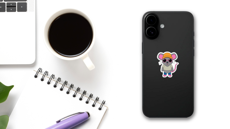 Cool Mouse Sticker on a Phone (New) example