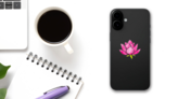 Cool Pink Lotus Flower Sticker on a Phone (New) example