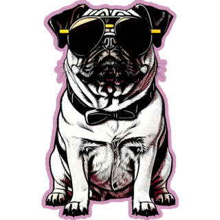 Cool Pug Purple Sticker
