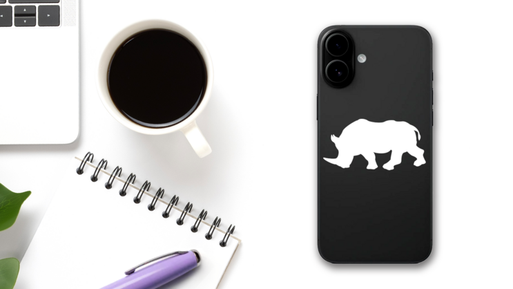 Cool Rhinoceros Sticker on a Phone (New) example