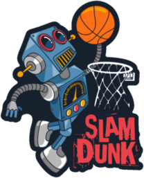 Cool Robot Basketball Player Shooting Hoops Sticker