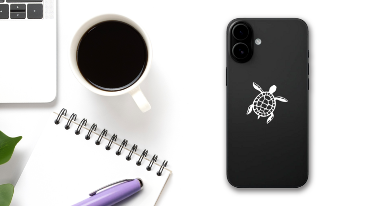 Cool Sea Turtle Sticker on a Phone (New) example