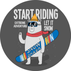 Cool Snowboarder Bear Start Riding Sticker
