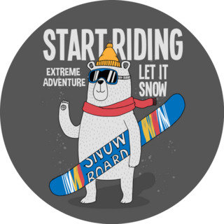 Cool Snowboarder Bear Start Riding Sticker