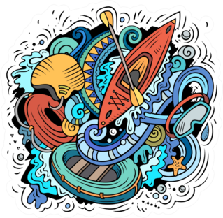 Cool Sports Elements Cartoon Doodle Rowing Sticker