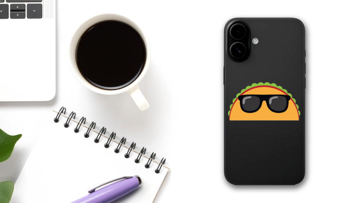 Cool Taco In Sunglasses Sticker on a Phone (New) example
