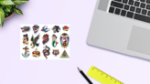 Cool Tattoo Sticker Sheet on a Desk (New) example