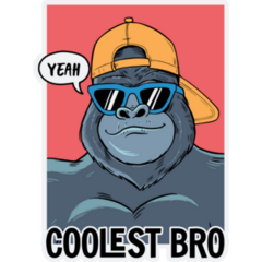 Coolest Bro Gorilla Sticker
