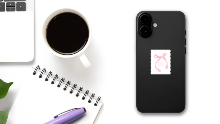 Coquette Watercolor Sticker on a Phone (New) example