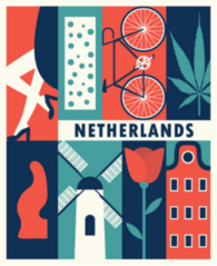 Coral and Teal Netherlands Sticker